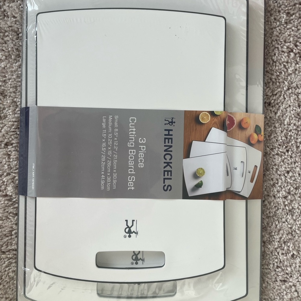 🔪 NWT Henckels 3-Piece Cutting Board Set – White – Kitchen Prep Essentials 🔪